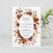 Rustic Burnt Orange Burgundy Fall Bridal Shower Einladung (Stehend Vorderseite)