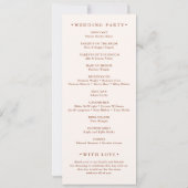 Rustic Burnt Orange Elegant Boho Hochzeitsprogramm (Rückseite)