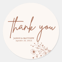 Rustic Burnt Orange Elegant Boho Vielen Dank für I Runder Aufkleber
