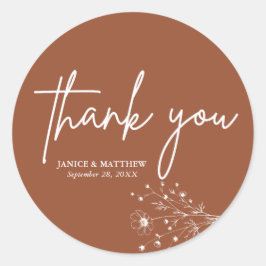 Rustic Burnt Orange Elegant Boho Vielen Dank für I Runder Aufkleber