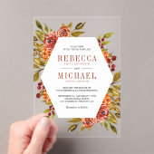 Rustic Burnt Orange Floral Autumn Fall Wedding Acryleinladungen (Insitu (Handheld))