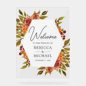 Rustic Burnt Orange Floral Wedding Welcome Acrylschild (Vorderseite)