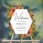 Rustic Burnt Orange Floral Wedding Welcome Acrylschild (Neutral)