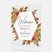 Rustic Burnt Orange Floral Wedding Welcome Acrylschild (Winkel)