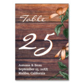 Rustic Burnt Orange Florals Tischnummer (Vorderseite)