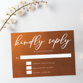 Rustic Burnt Orange Kindly Reply Boho Wedding RSVP Karte