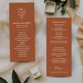 Rustic Burnt Orange Simple Boho Wedding Programm