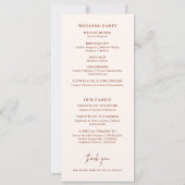 Rustic Burnt Orange Simple Boho Wedding Programm (Rückseite)