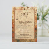 Rustic Burnt Sienna Boho Chic Wildflowers Wedding RSVP Karte (Stehend Vorderseite)