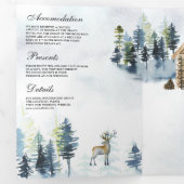 Rustic Cabin Lodge Mountain Forest QR Code Hochzei Dreifach Gefaltete Einladung (Innen Erste Seite)