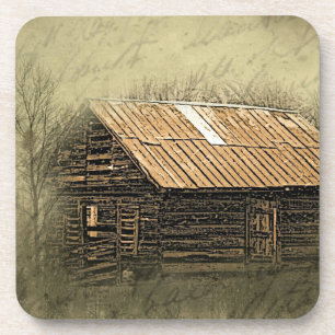 Rustic Cabin Vintage Weathered Postcard Getränkeuntersetzer