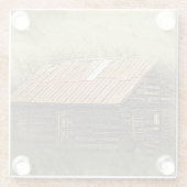 Rustic Cabin Vintage Weathered Postcard Glasuntersetzer (Rückseite)