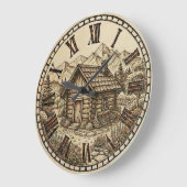 Rustic Cabin Wall Clock – Mountain Lodge style Große Wanduhr (Winkel)