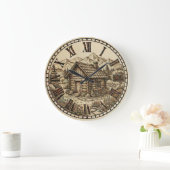 Rustic Cabin Wall Clock – Mountain Lodge style Große Wanduhr (Zuhause)
