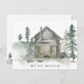 Rustic Cabin Watercolor - Neue Zuhause-Adresse Postkarte (Vorne/Hinten)