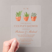 Rustic Cactus Terracotta Pots Couple's Shower Acryleinladungen (Insitu (Handheld))