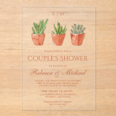 Rustic Cactus Terracotta Pots Couple's Shower Acryleinladungen (Vorderseite)