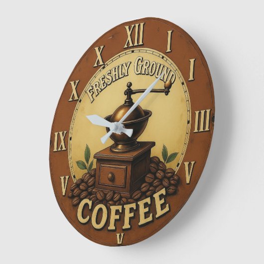 Rustic café Freshly ground coffee lover   Große Wanduhr (Winkel)