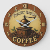 Rustic café Freshly ground coffee lover   Große Wanduhr (Vorderseite)