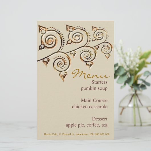 Rustic Café Menu Stationery (Stehend Vorderseite)