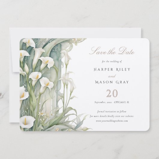 Rustic Calla Lily Save the Date Hochzeit Einladung (Vorderseite)
