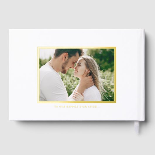 Rustic Calligraphy Foto Wedding Gästebuch (Rückseite)