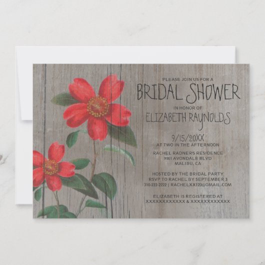 Rustic Camellia Bridal Dusche Einladungen (Vorderseite)