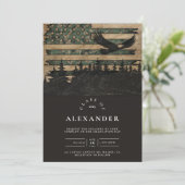 Rustic Camouflage Flag Militärischer Abschluss mit Einladung (Stehend Vorderseite)