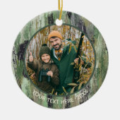 Rustic Camouflage Foto Name Keramik Ornament (Vorne)