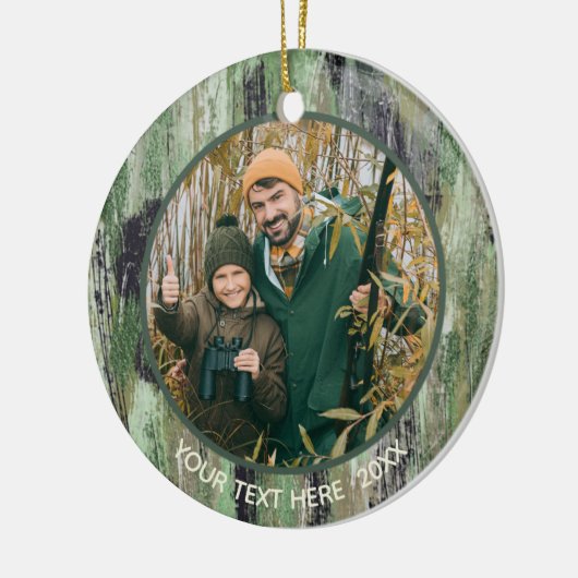 Rustic Camouflage Foto Name Keramik Ornament (Links)