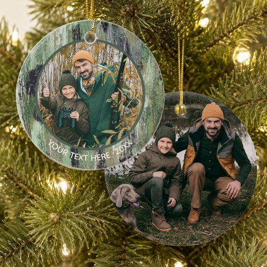 Rustic Camouflage Foto Name Keramik Ornament