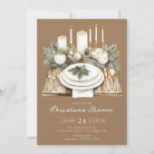 Rustic Candlelight Christmas Dinner Invite Einladung (Vorderseite)