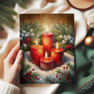 Rustic candles holly berry Christmas tissue paper Seidenpapier