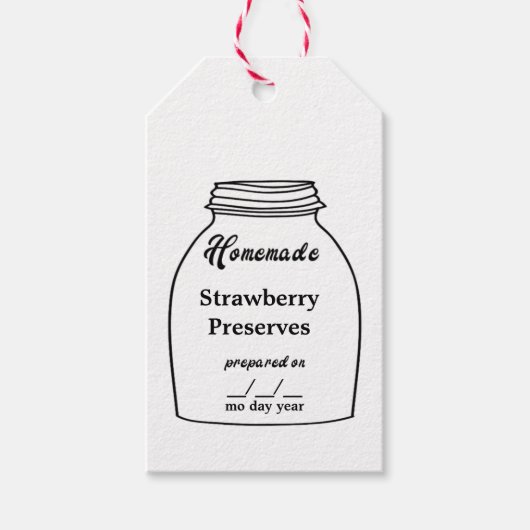 Rustic Canning Jar Tag Strawberry Geschenkanhänger (Vorderseite)