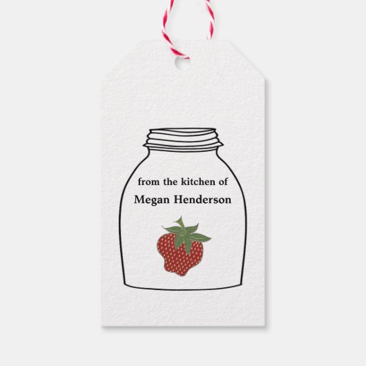 Rustic Canning Jar Tag Strawberry Geschenkanhänger (Rückseite)