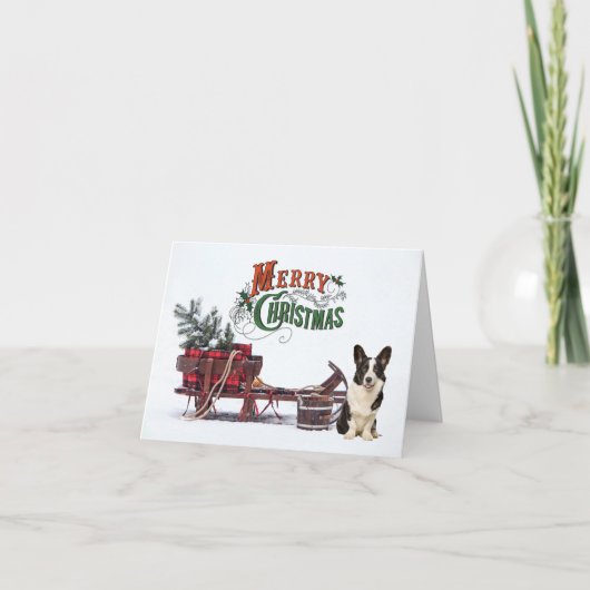 Rustic Cardigan Corgi Weihnachten (Vorderseite)