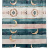Rustic Celestial Stripe Moon Sun Earthy (10) Duschvorhang (Vorderseite)
