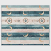 Rustic Celestial Stripe Moon Sun Earthy (10) Geschenkpapier (Flach)