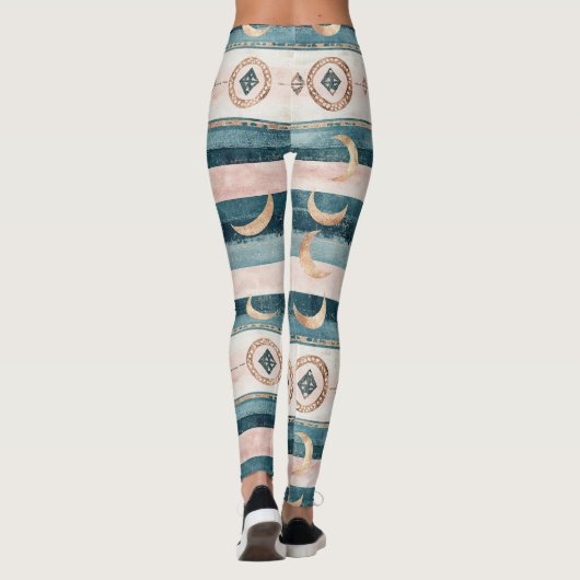 Rustic Celestial Stripe Moon Sun Earthy (10) Leggings (Rückseite)