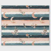 Rustic Celestial Stripe Moon Sun Earthy (2) Geschenkpapier (Flach)