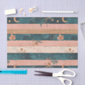 Rustic Celestial Stripe Moon Sun Earthy (6) Seidenpapier (Handwerk)