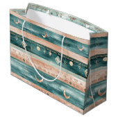 Rustic Celestial Stripe Moon Sun Earthy (9) Große Geschenktüte (Rückseite Schrägansicht)