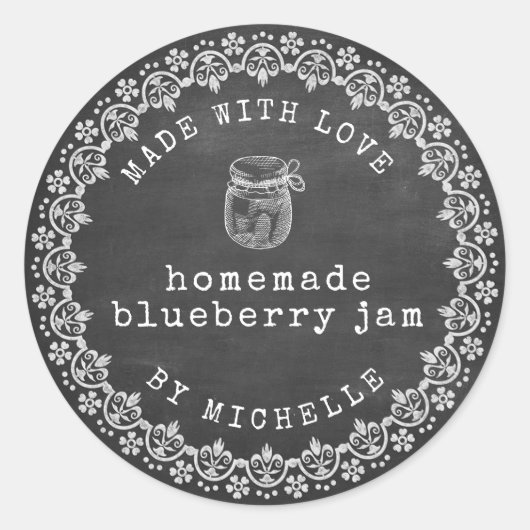 Rustic Chalk Jam Label Canning Sticker (Vorderseite)