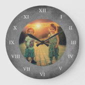 Rustic chalkboard custom family photo große wanduhr (Vorderseite)