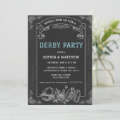 Rustic Chalkboard Derby Party Invitation Einladung (Stehend Vorderseite)