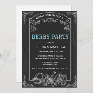 Rustic Chalkboard Derby Party Invitation Einladung