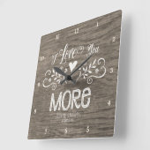 Rustic Chalkboard Leaf Heart Script Typography Quadratische Wanduhr (Winkel)