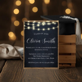 Rustic Chalkboard & String Lights Graduation Party Einladung