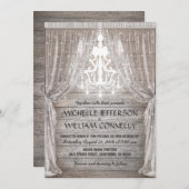 Rustic Chandelier Barn Drapery Wedding Einladung (Vorne/Hinten)