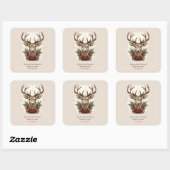 Rustic Charm Farmhouse Treasures with Plaid Deer Quadratischer Aufkleber (Blatt)
